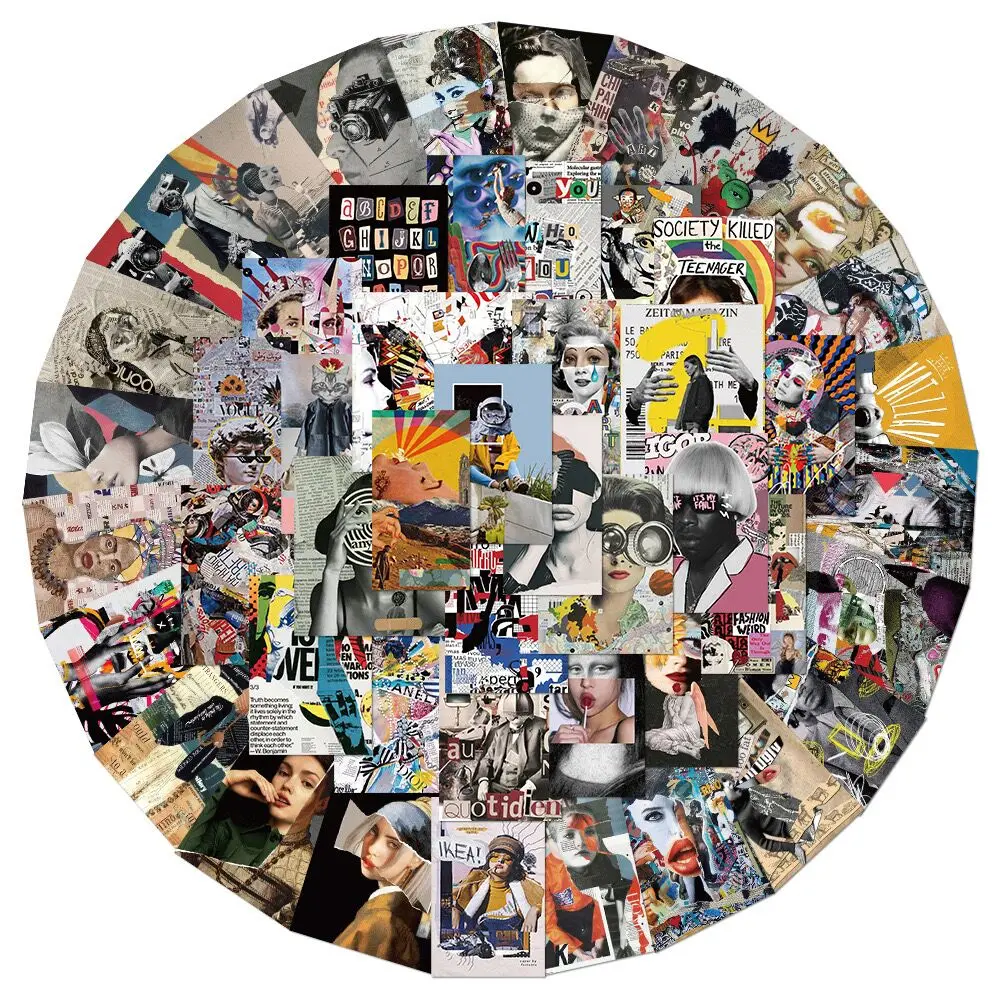 Set of Fashion Pop Art Creative Collage Stickers – Vibrant Magazine Cover Decals