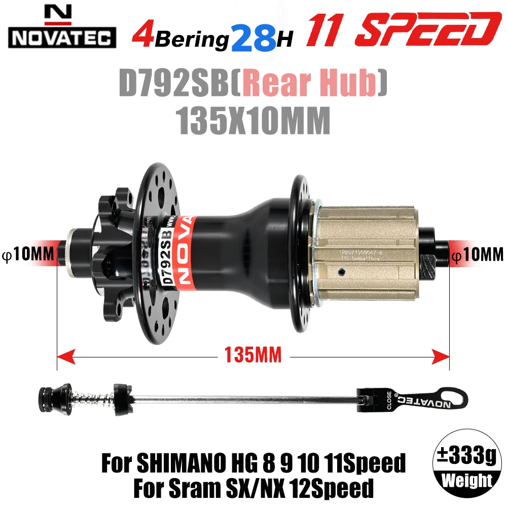 2024 nouveau moyeu Novatec D791SB/792SB moyeux de disque de vélo de route 100*12MM 142*12MM 8 9 10 11 vitesses 28 24 32 trous avant 2 arrière 4 roulements  18