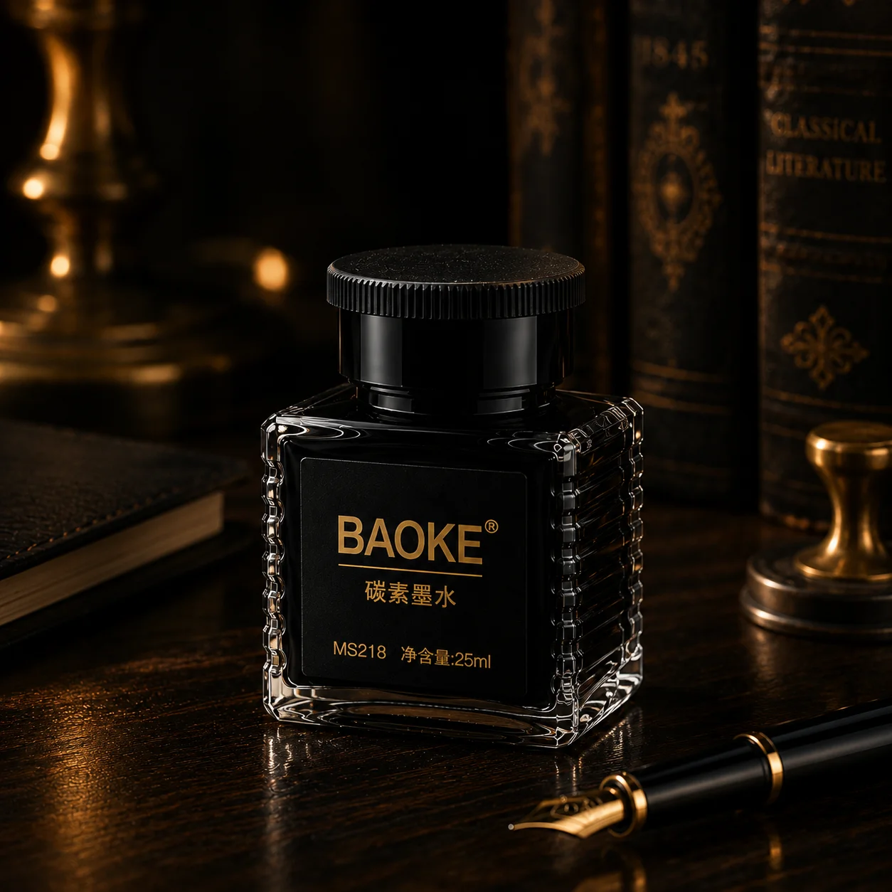 BAOKE MS218 카본 잉크 25ml 방수 만년필 잉크 딥 블랙 아카이벌 잉크 부드러운 필기감 사무용 문구