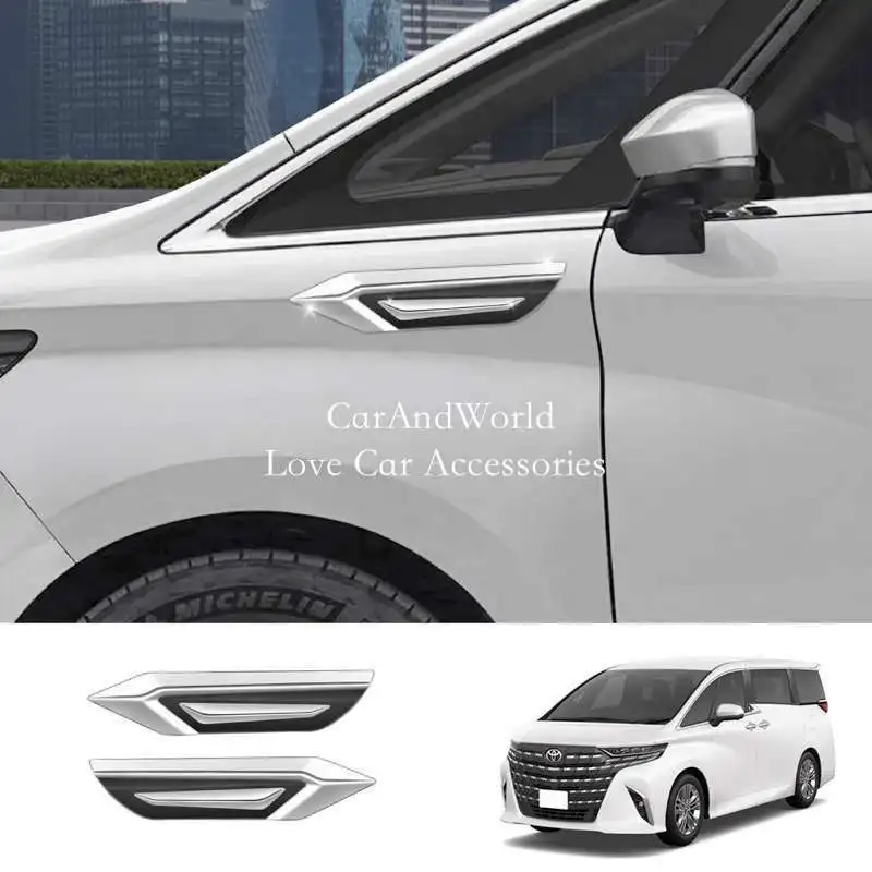 

For Toyota Alphard Vellfire 40 Series 2023 2024 Chrome Shark Gill Trims Special Leaf Plate Bright Strip Car Garnish Accessories