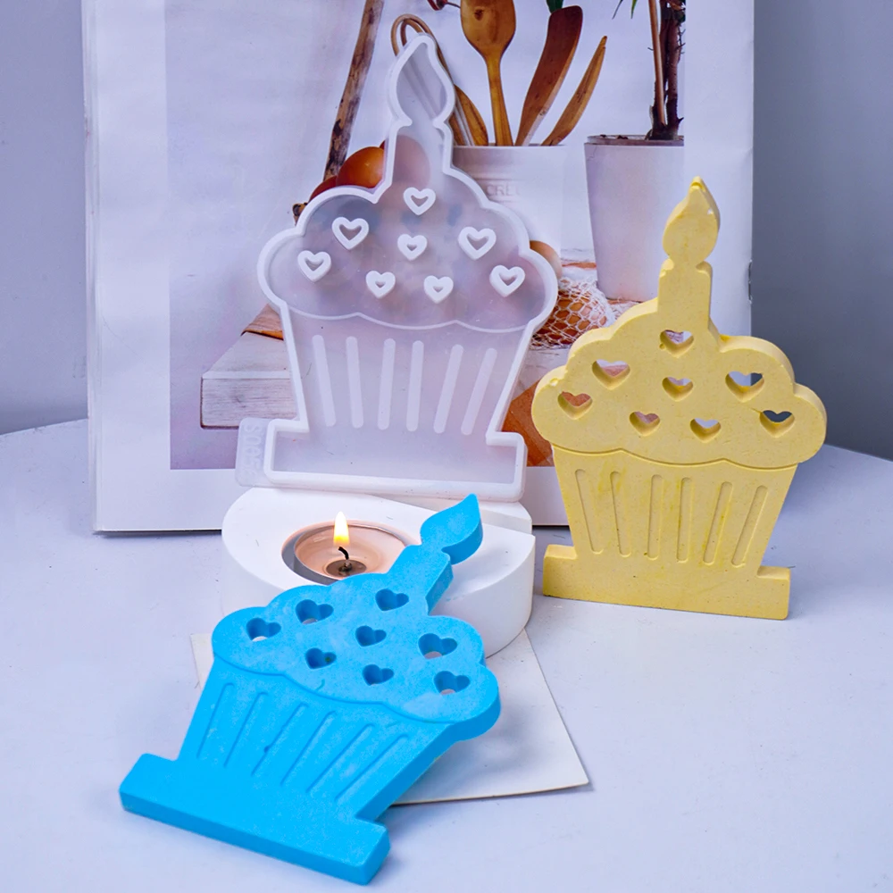 DIY Cake Candlestick Silicone Mold Handmade Birthday Cake Candle Holder Craft Gift Plaster Resin Mould Cement Molds Home Decor