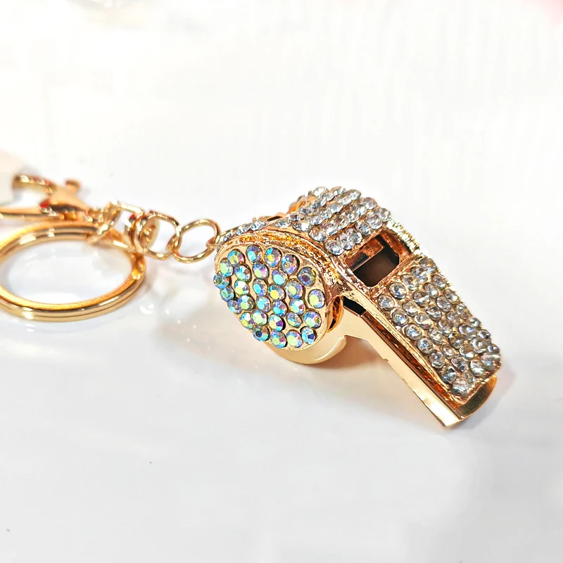 Fine diamond Ref Whistle Keychain Bag Hanging Accessory Whistle pendant rhinestone keychain