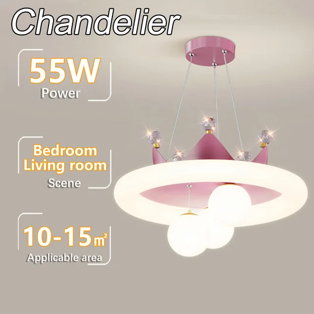 Lustre de chambre à coucher : lampe couronne de nuages créative nordique, adaptée aux chambres de princesse de filles, chambres principales et chambres d'enfants. 1