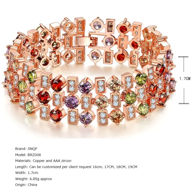 Charm Wide jewelry Bracelet for Women Colorful Zirconia Diamond fashion ins hot saled Popular High end Luxury Wrist Chains