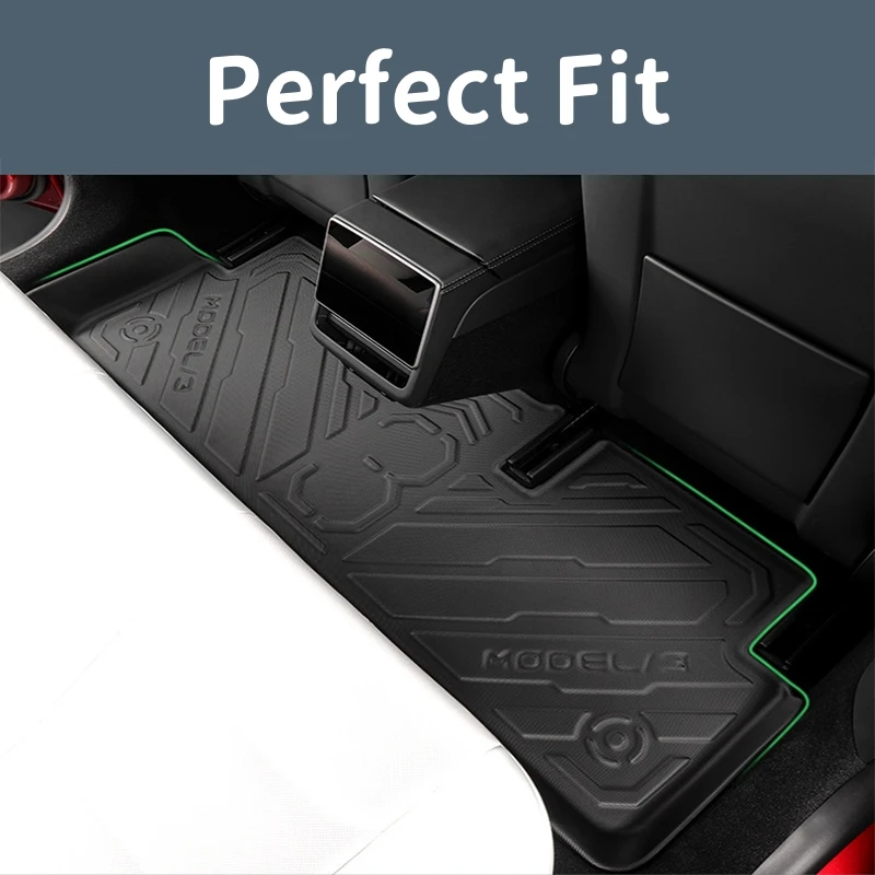 For Tesla Model 3 Highland + TPE Floor Mats & Cargo Liner, 3D Cyber Style Waterproof Anti-slip Trunk Mat Backrest Mats