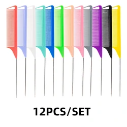 Professional Candy Color Pointy Tail Hair Styling Comb Set - 5/12 Pieces (12PCS  Multicolour)