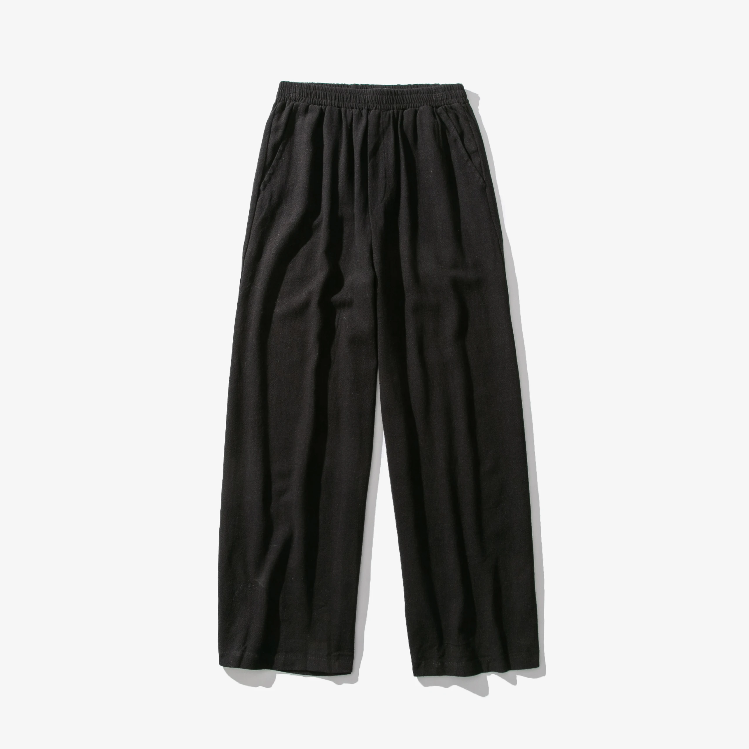 2023 Mens Cotton Linen Wide Leg Pants Summer Men Casual Solid Elastic Waist Straight Loose Trousers Male Black Track Pants M-5Xl 6