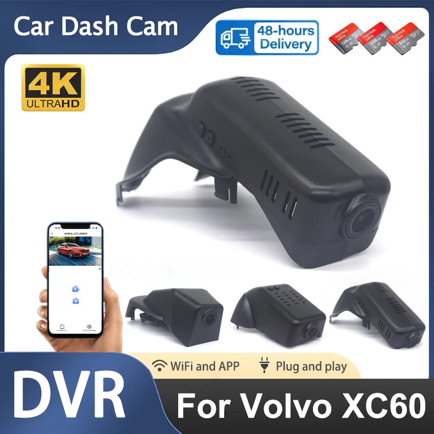 

Plug and play UHD 4K Wifi Car DVR For Volvo XC60 2014-2024 Dashcam Camera Recorder Control By APP Wireless DashCam Accessories