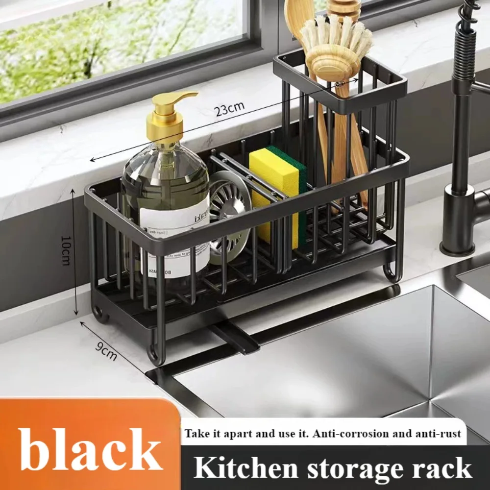 Cisily Sponge Holder for Kitchen Sink, Sink Caddy with High Brush Holder, Kitchen Sink Organizer Countertop Rustproof 304 Stainl 6