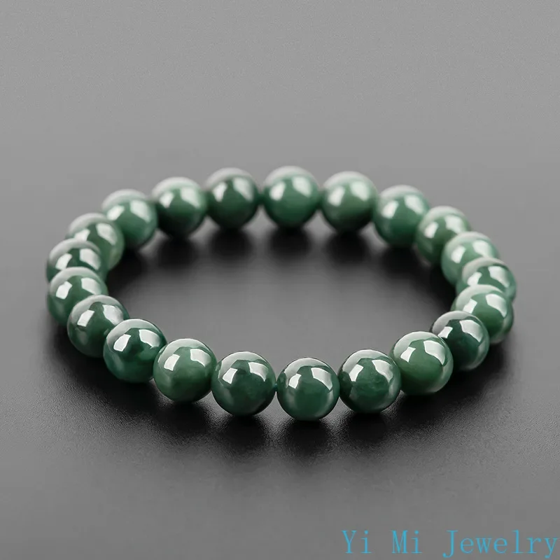Burmese Jade Bead Bracelets Accessories Charm Gift Green Man Gemstone Jadeite Amulet Women Amulets Real Fashion Natural Jewelry