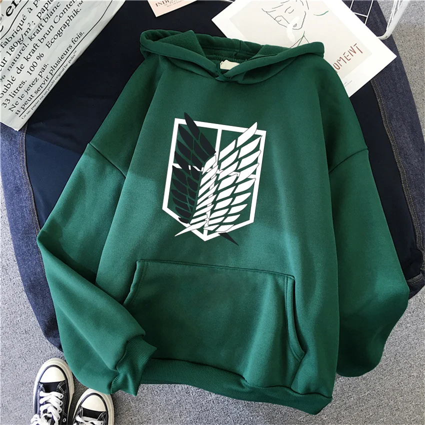 Fashion Women Hoodies Anime Attack on Titan Print Hip Hop Fleece Woman Casual Male Y2K Clothes Hoody Pullover Unisex Streetwear 3