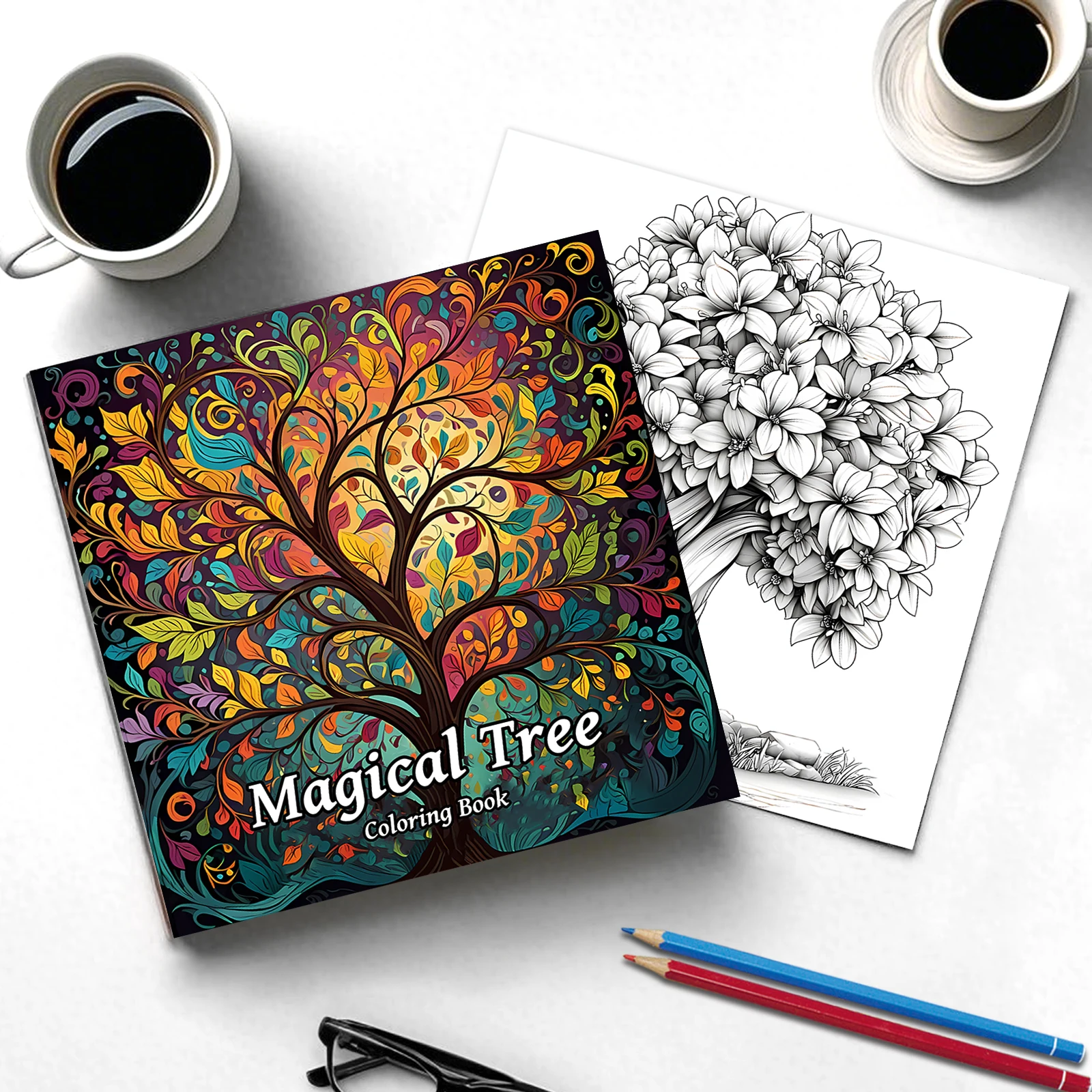 1Pc Magical Tree Coloring Book For Adults And Teens Featuring 24 Pages Graffiti Painting Drawing Gift For Holiday Birthday ﻿ 3