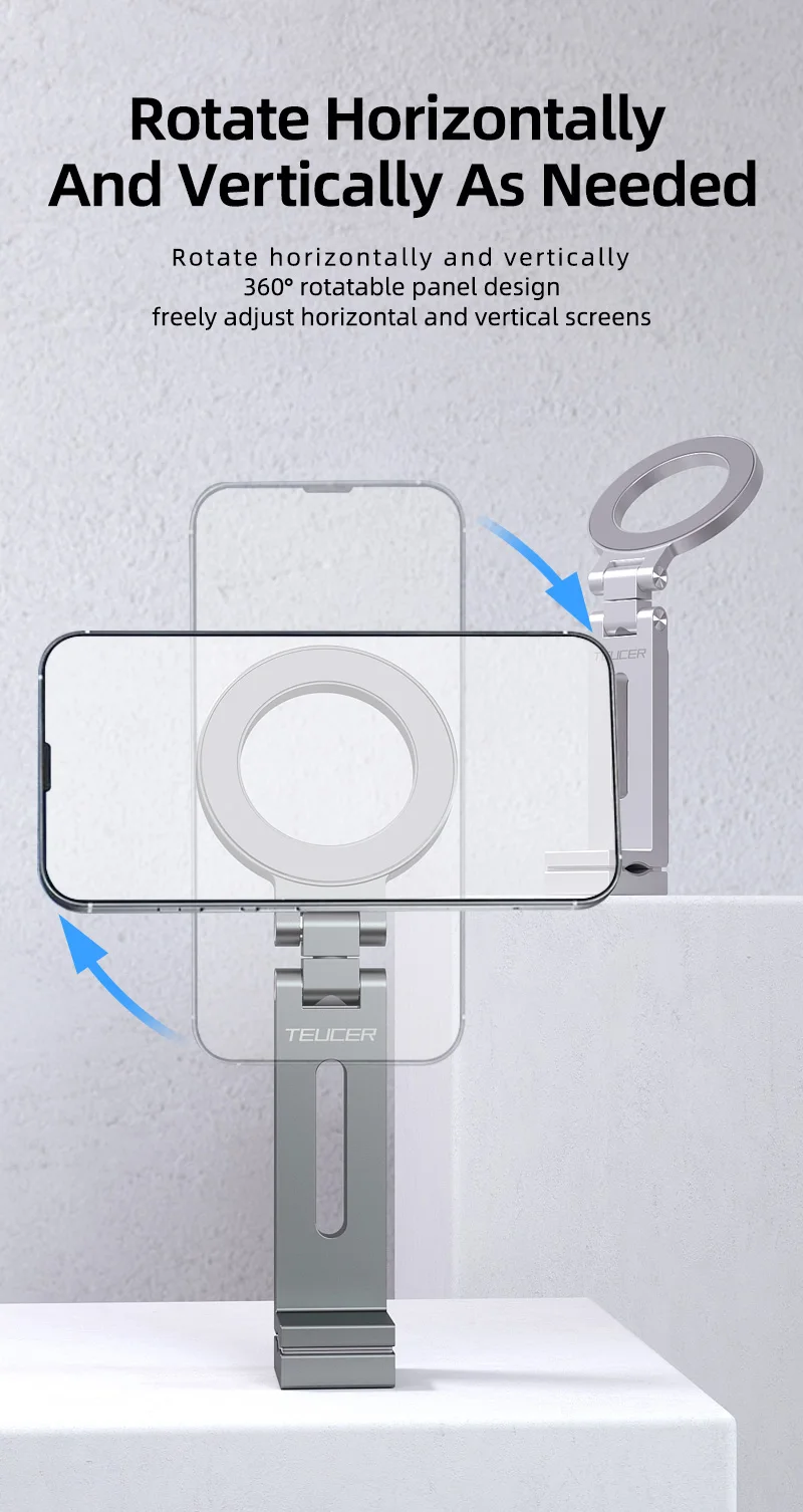 TEUCER Magnetic Phone Holder for IPhone 15 16 Samsung Xiaomi, Alloy Damping Mobi