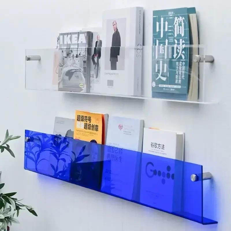 1pcs INS Transparent Acrylic Wall Decoration Magazine Storage Rack Children's Picture Book Newspapers Records Wall Mounted Shef