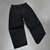 Black Cotton Jeans Men Women Ins New Dark Personality Pattern Printing Straight Pants Fall Winter Loose High Street Couple Jeans 3