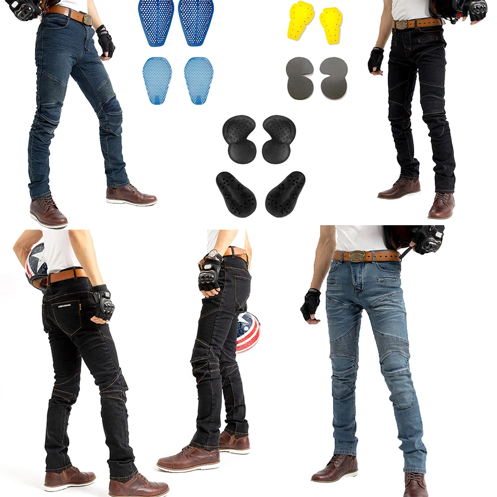 

LOMENG Motorcycle Jeans Motorbike Motocross Cycling Jeans Safety CE Knee Armored Moto Ride Trousers Pants for Men LM718