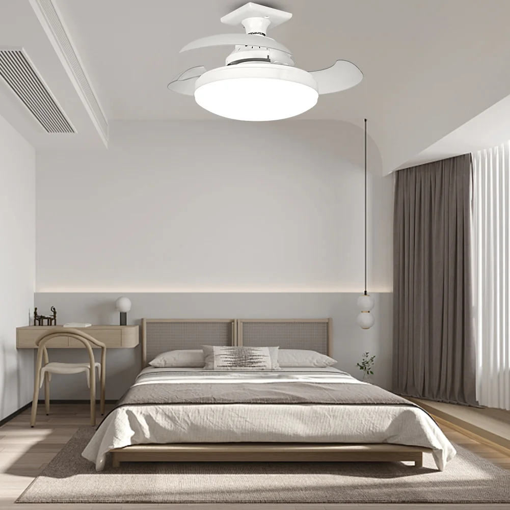 Ceiling Fans with Light Remote Control Bladeless LED Ceiling Fan 3 Colour Temperatures Chandelier Fan for Bedroom