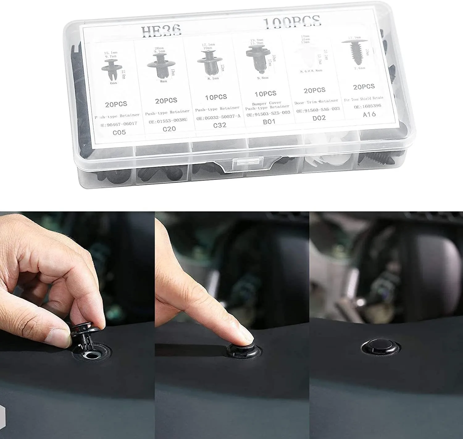 100Pcs Auto Fastener Clip Car Fender Push Retainer Mixed Body Pin Rivet Bumper Door Trim Panel Universal Clips Fixed Buckle