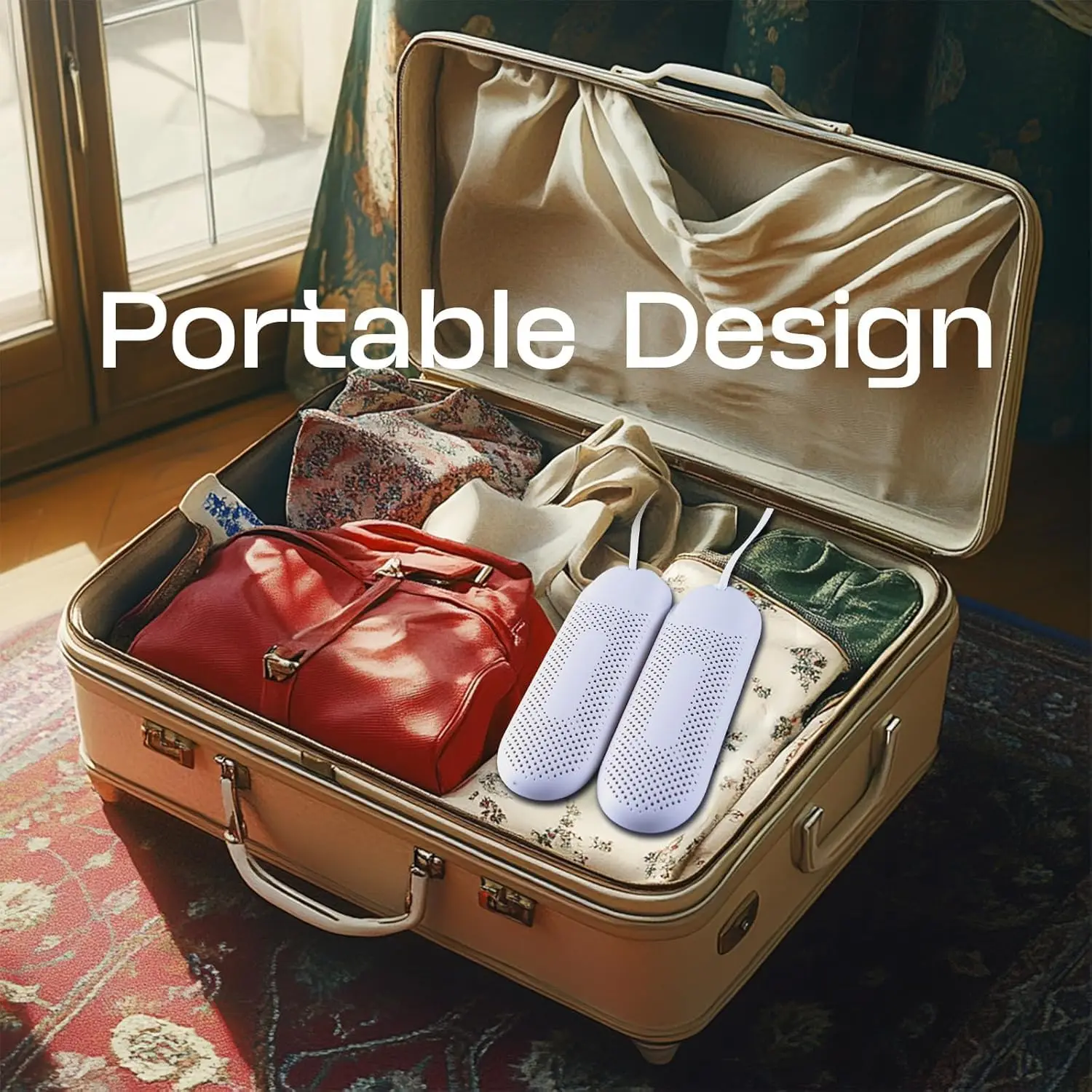 เครื่องอบรองเท้าไฟฟ้าแบบพกพา รุ่นใหม่ ปี 2025 สำหรับรองเท้าผ้าใบ ถุงเท้า และถุงมือ - เครื่องอบรองเท้าแบบโอโซนพร้อมกำจัดกลิ่น ปลั๊กแบบ UK 1