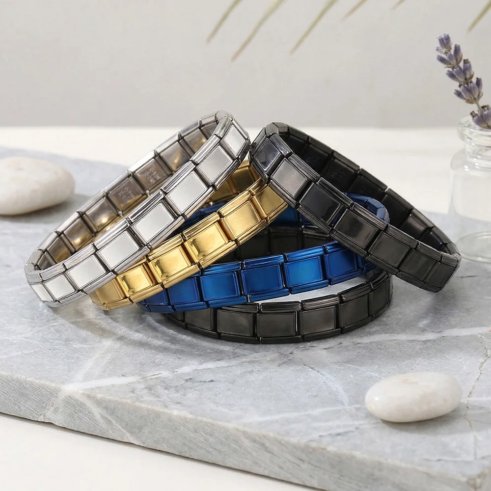 1 Stück Design Basic Blau Schwarz Lila Rot Perlen Italienische Edelstahl-Armbänder Gliederkette DIY Mode Charm Schmuck Großhandel – Detail 3