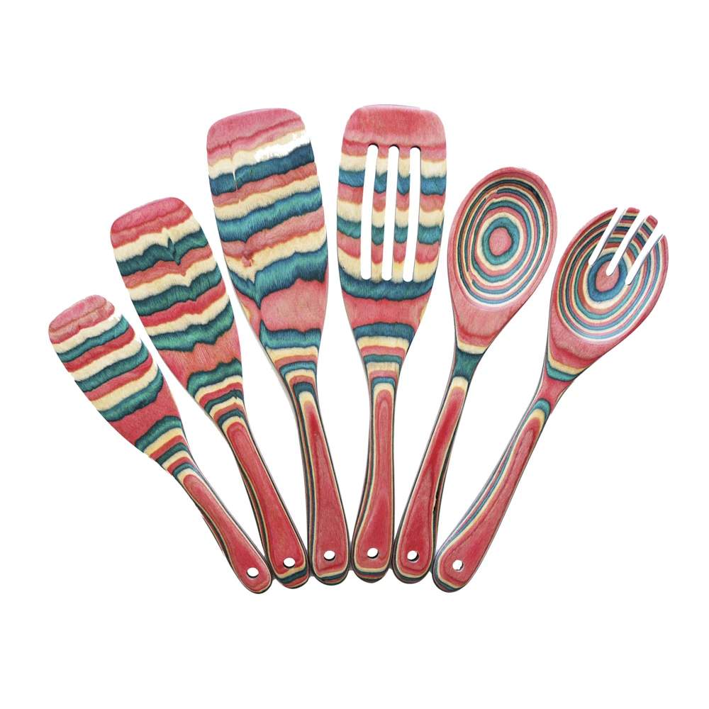 IK Color Wood Tableware Spoon Rice Colander Soup Skimmer Cooking Soup Spoons Scoop Kitchen Set Tool