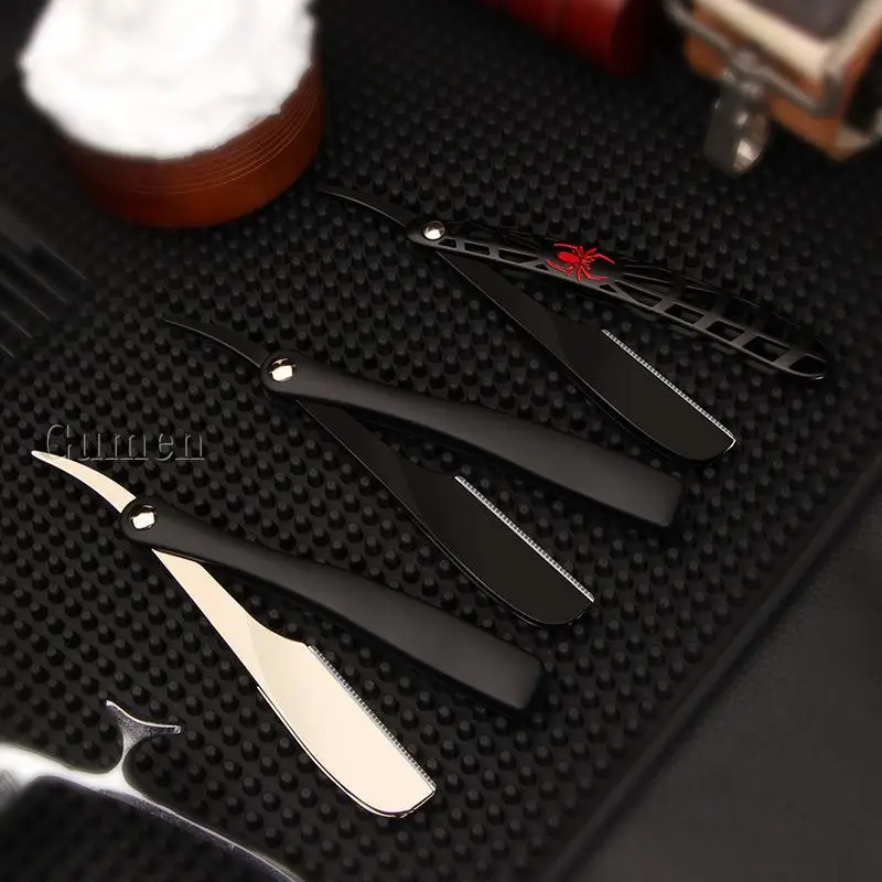 ABS/Metal Spider Handle Men Straight Edge Razors Zinc Alloy Folding Shaving Knife Barber Salon Removal Shaver With Feather Blade