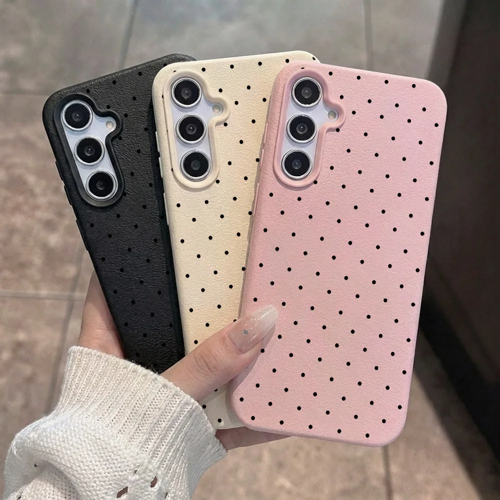 Chic Black Polka Dot Lichee Phone Case - Soft Protective Cover
