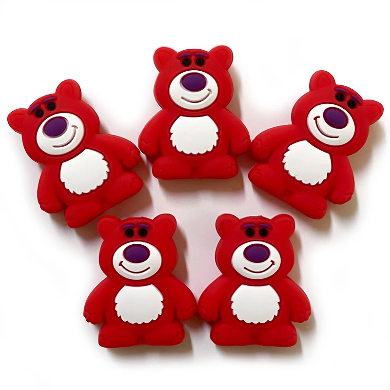 10pcs Silicone Strawberry bear Silicone Pacifier clip Molar Bead DIY Pacifier Chain Jewelry Accessories