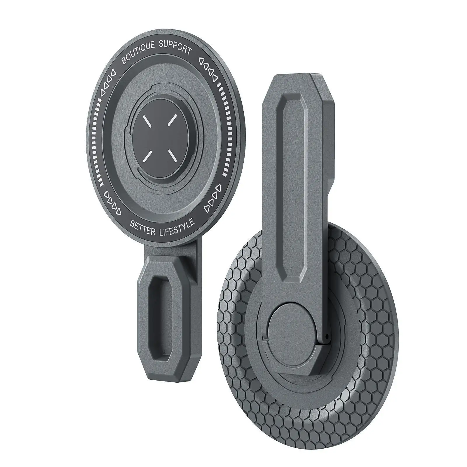 Magnetic 360° Rotation Gym Metal Phone Stand with Innovative Pressure-Relief Hinge Design