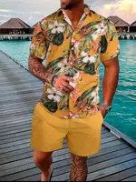 Summer Tropical Plants 3D Print Men Shirt Sets Fashion Short Sleeve Shirt Oversized Casual Beach Shorts Streetwear Suits Clothes 1