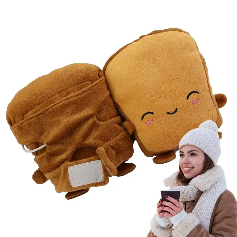 

Heated Mitten Cute Panda Bread Typing Plush Heated Gloves Semi-Wearable Fingerless 5V USB Powered Heated Hand WarmersFor Outdoor