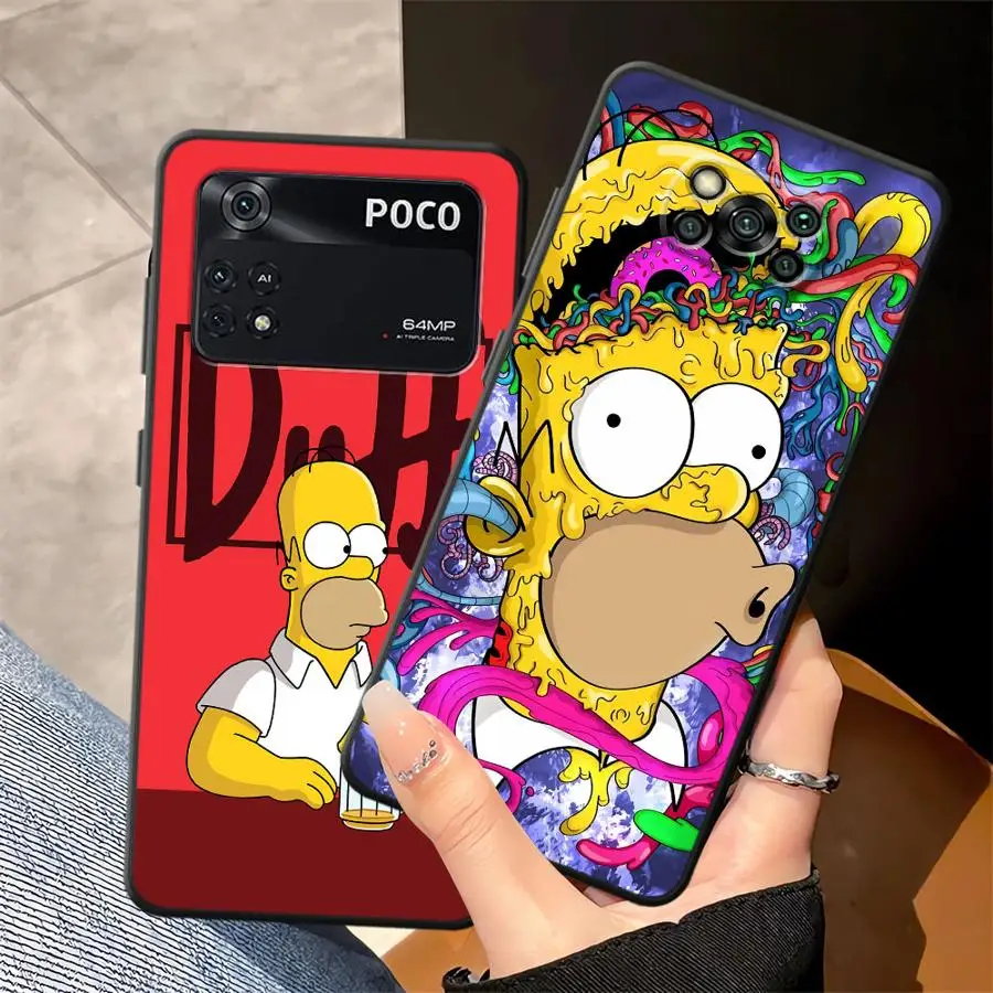 Black Soft Phone Cover Case with Funny Homer Simpson Design