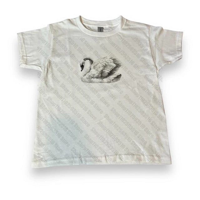 E fille graphique à manches courtes hauts gothique cygne imprimé t-shirt t-shirts Harajuku Grunge Vintage bébé t-shirts Y2K rétro centre commercial Goth vêtements 1