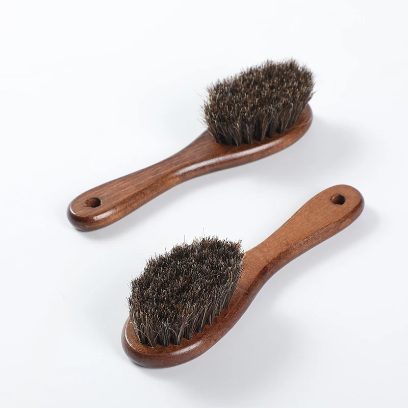 Horse Hair Brush Beech Wood Handle Home Shoe Clothes Desk Keyboard Cleaning Brush