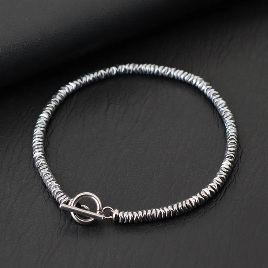 Hematite Stone Men Bracelet Gold Silver Color