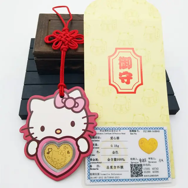 TAKARA TOMY Hello Kitty Pendant Car Listing Pure Gold Lucky Cat Mobile Phone Stickers Car Ornaments Lucky Gift 3