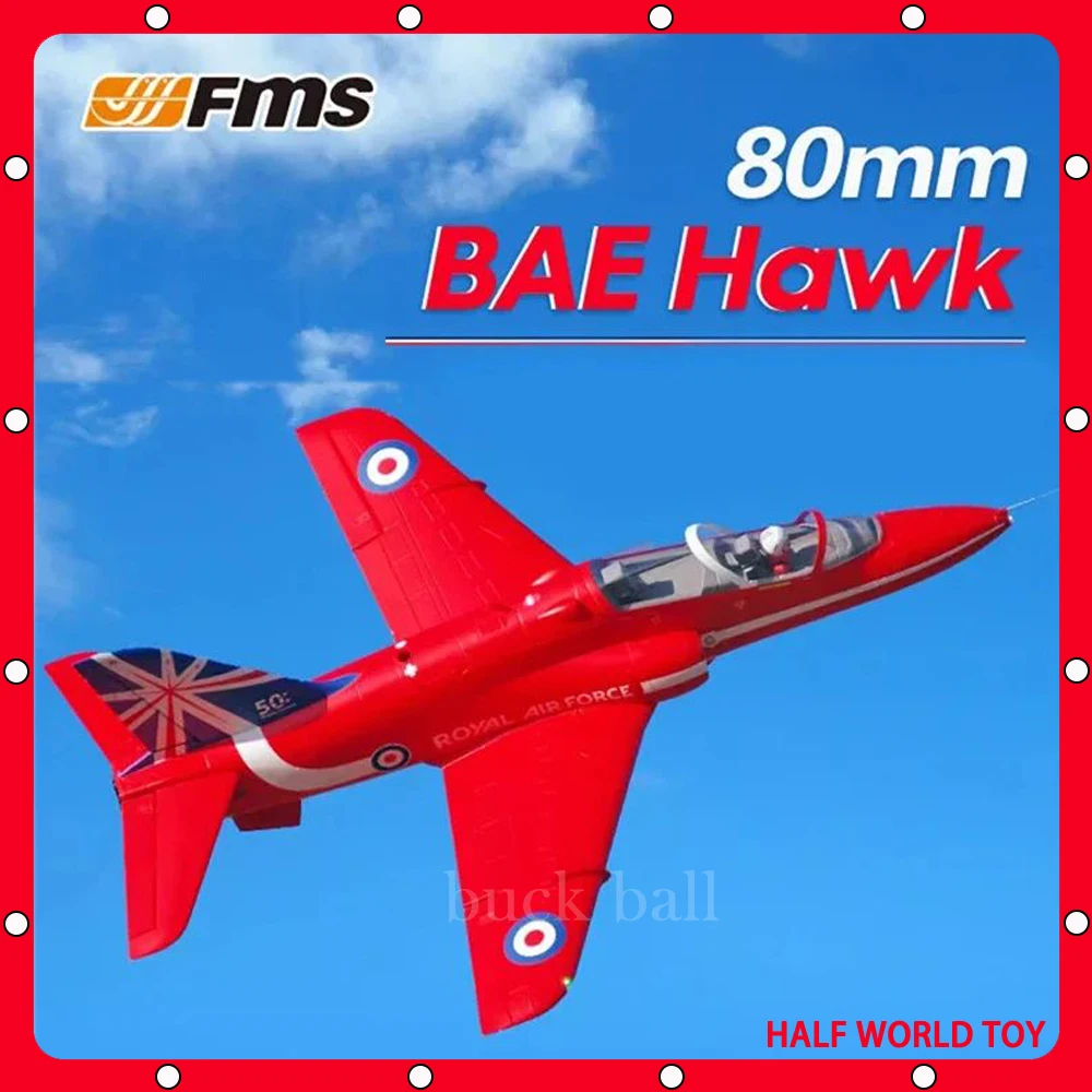 

FMS 80mm Bae Hawk EDF Red Arrow Model Fixed Wing With Flap Retraction Reflective Gyroscope Electric Remote Control Rc Aircraft