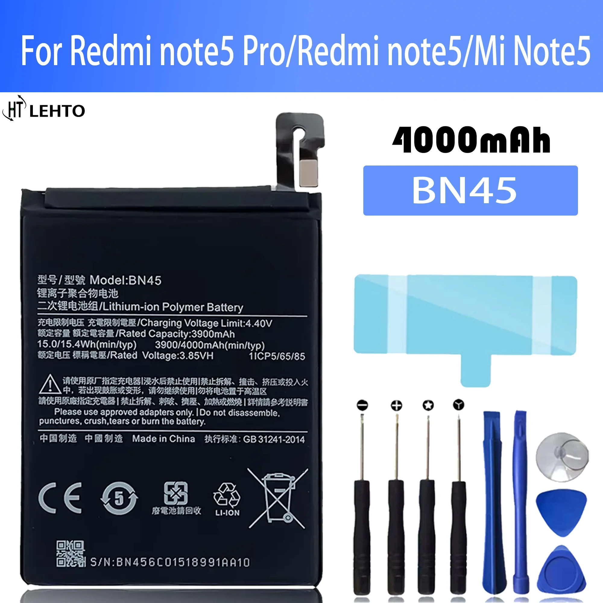 

New 100% original BN45 Battery For Xiaomi Redmi note5 Pro/ Redmi note5/ Mi Note5 phone Batteries Bateria +Tools