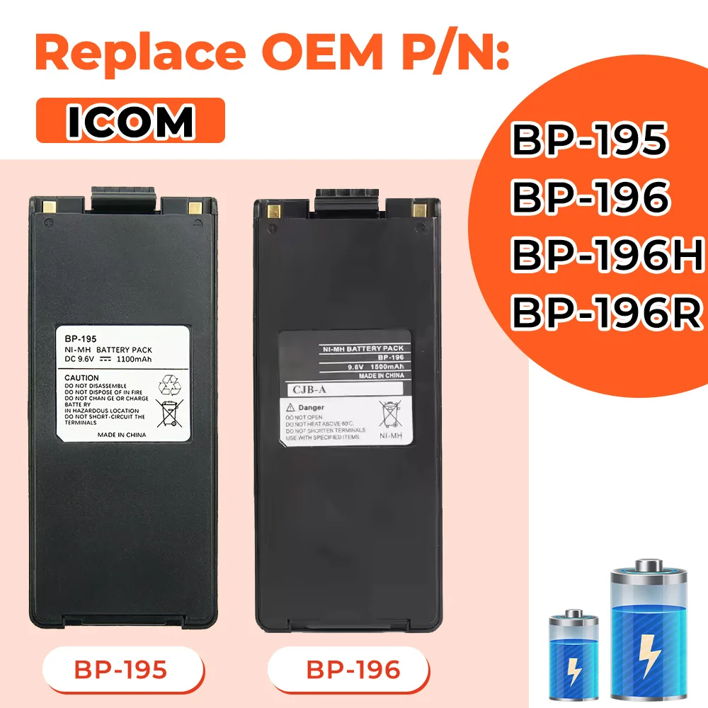 BP-196 1500mAh NI-MH Battery for ICOM IC-A4 IC-A4C IC-F4 IC-F3S IC-T2A IC-40S IC-T2E IC-F4TR IC-3FX Air Band Transceiver Radio