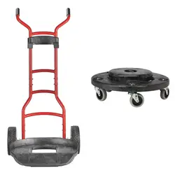 Rubbermaid Commercial Brute Construction Landscape Dolly and Trash Can Dolly Bundle