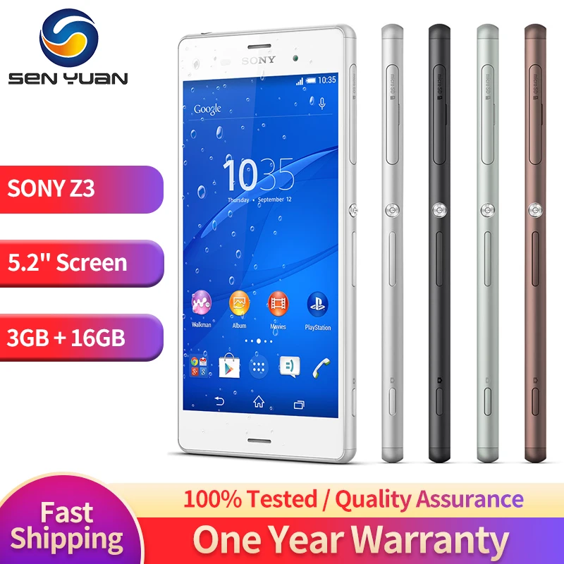 

Original Sony Xperia Z3 D6603 4G LTE Android CellPhone Refurbished-99%New 5.2" Display 3GB RAM 16GB ROM Quad-Core Mobile Phone