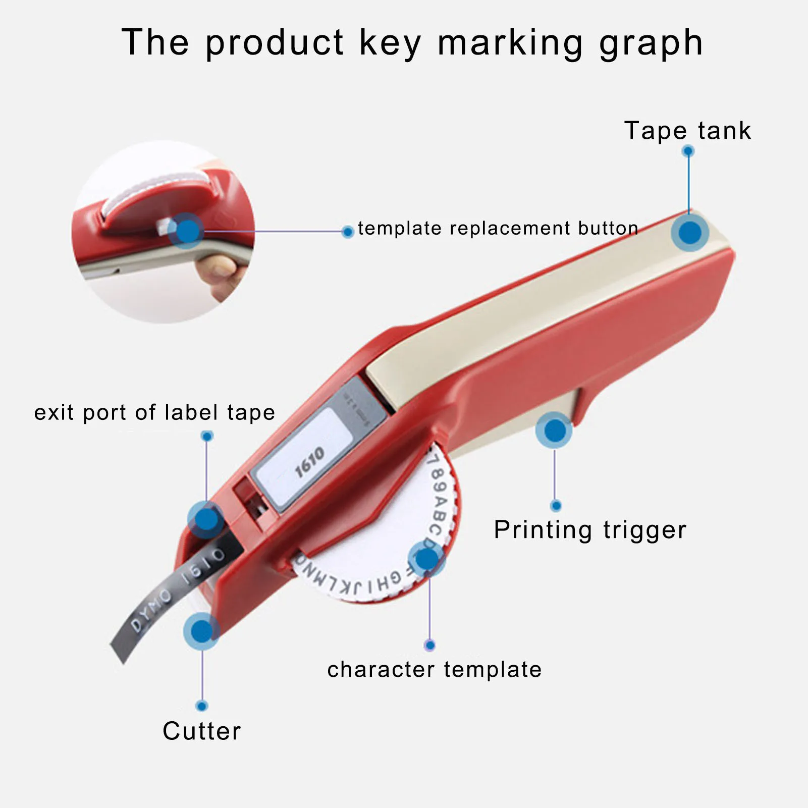 Embossing Label Maker Clear Number Letter One Hand   ABS Label Making Embosser for Label  Label Maker