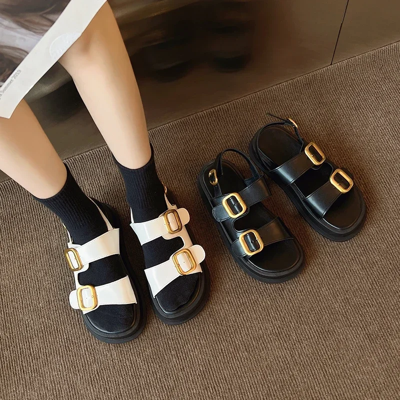 Women Sandals Gladiator Platform Summer Women Flat Fashion Casual Metal Buckle Soft Bottom Ladies women sandals women flats comfortable sandals