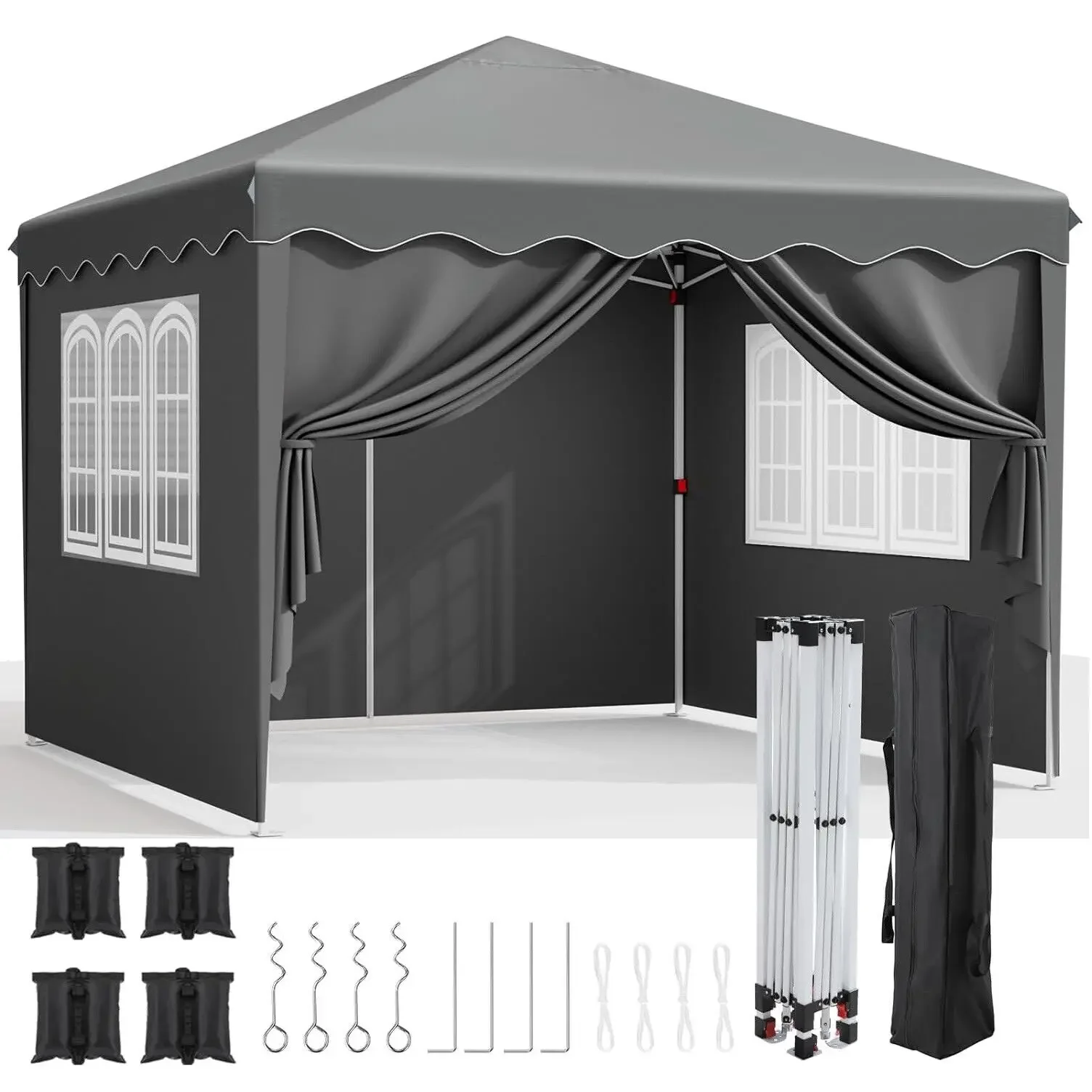 3x3m Sunshade Gazebo Portable Outdoor Rainproof Tent Adjustable Sides Party Garden Picnic Shade Shelter Include Top Canopy Frame pop canopy tent