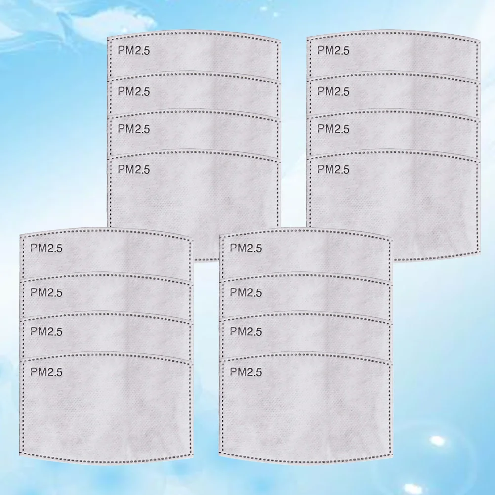 Lot de 50 Filtres Charbon Actif 5 Couches pour Masque Réutilisable