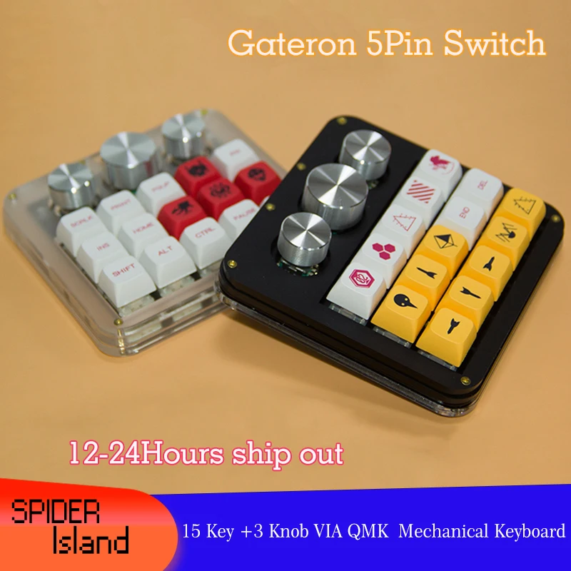 Botão de Teclado Macro 15key Mais Botão Teclado Mecânico Quente Swap Designer com Uma Mão Kepad da Vinci Photoshop Via Qmk sem Tampas