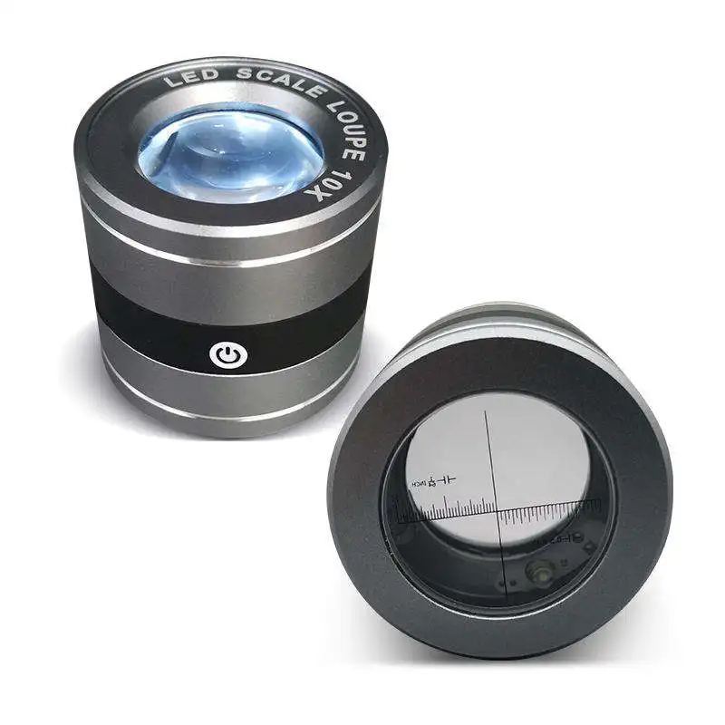 10X Metal Cylinder Portable USB Charging Magnifier with Measuring Scale ...