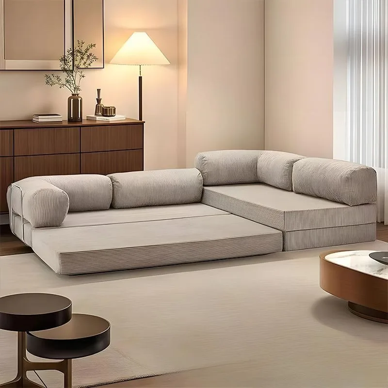 Mid-Century Vintage American Fabric Sofa Bed Small Living Room Comfortable Removable Washable Modular Lazy Durable Space Saving