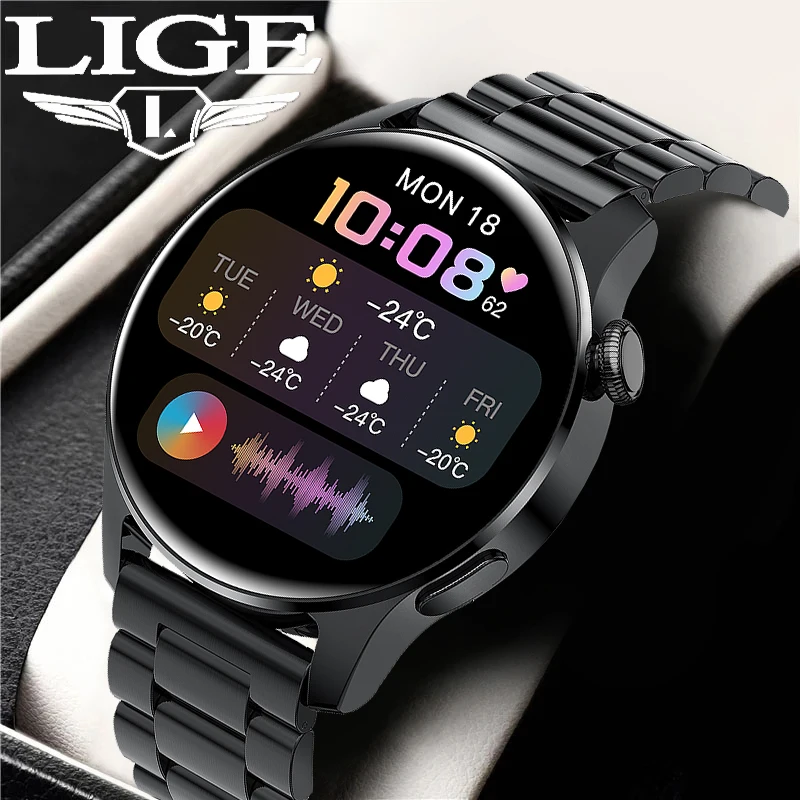 Lige Smart Watch For Men Full Touch Screen Bluetooth Call Ip67