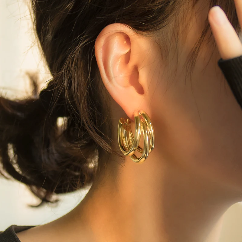 Pendientes Retro de acero inoxidable para mujer, aretes colgantes bohemios a la moda, joyería Punk Hip Hop, venta al por mayor